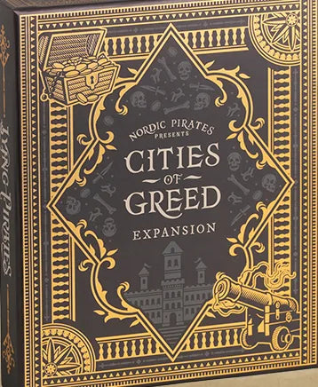 The Cities of Greed box, black and gold
